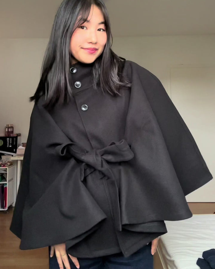 Elise Mode Dames Cape Jas met Hoge Kraag