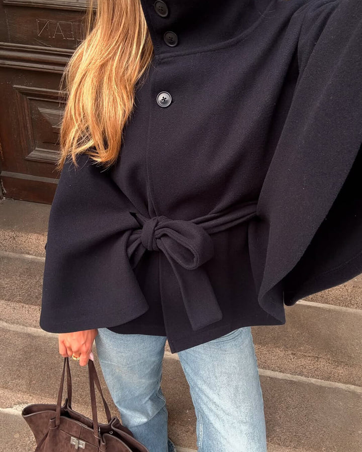 Elise Mode Dames Cape Jas met Hoge Kraag