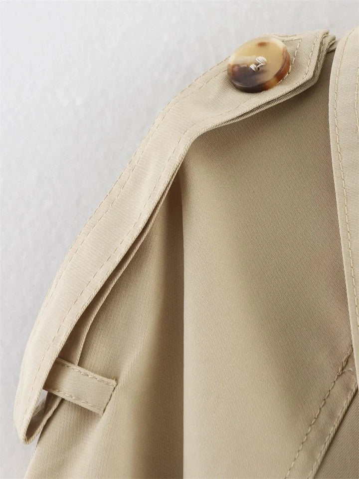 Elise Mode Dames Getailleerde Korte Trenchcoat