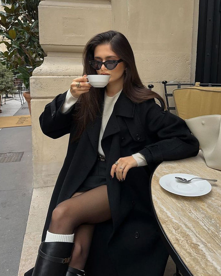 Elise Mode Dames Oversized Wollen Winterjas