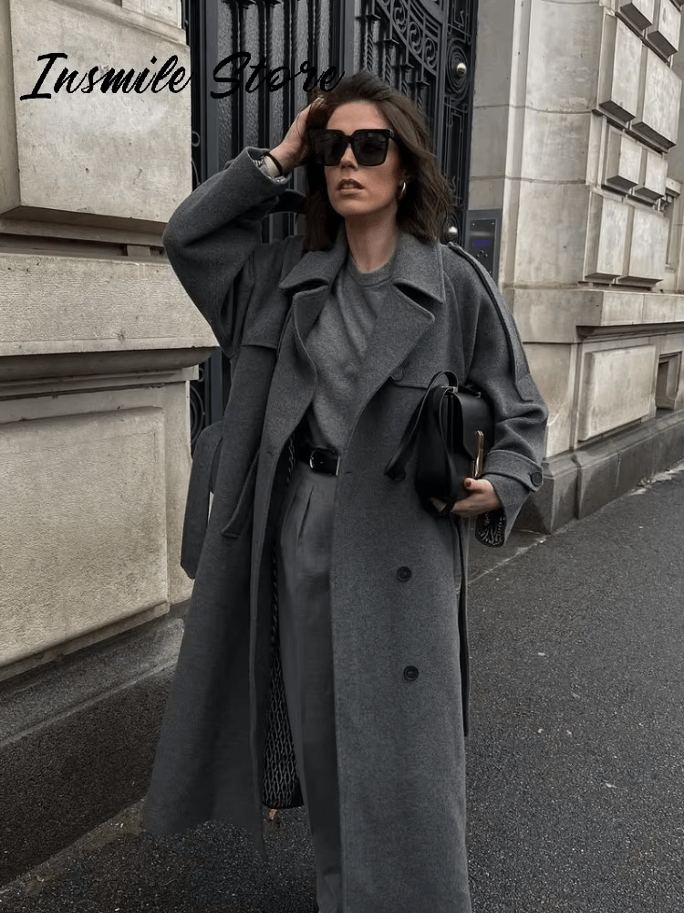 Elise Mode Dames Oversized Wollen Winterjas