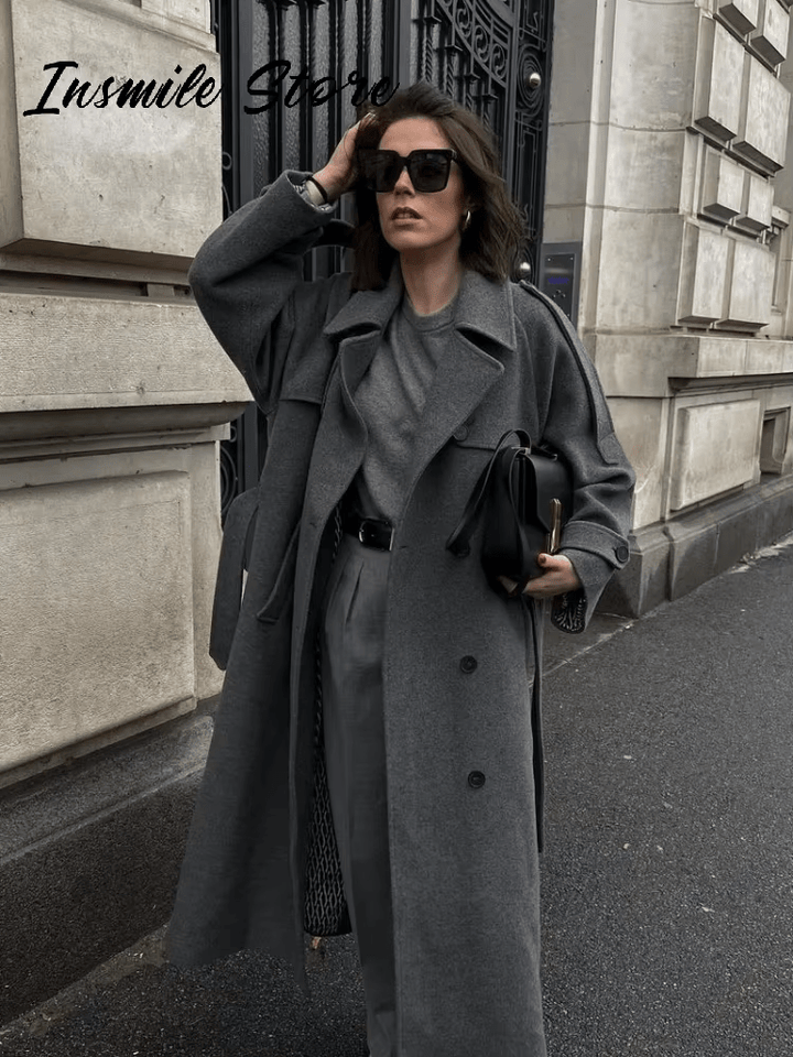 Elise Mode Dames Oversized Wollen Winterjas