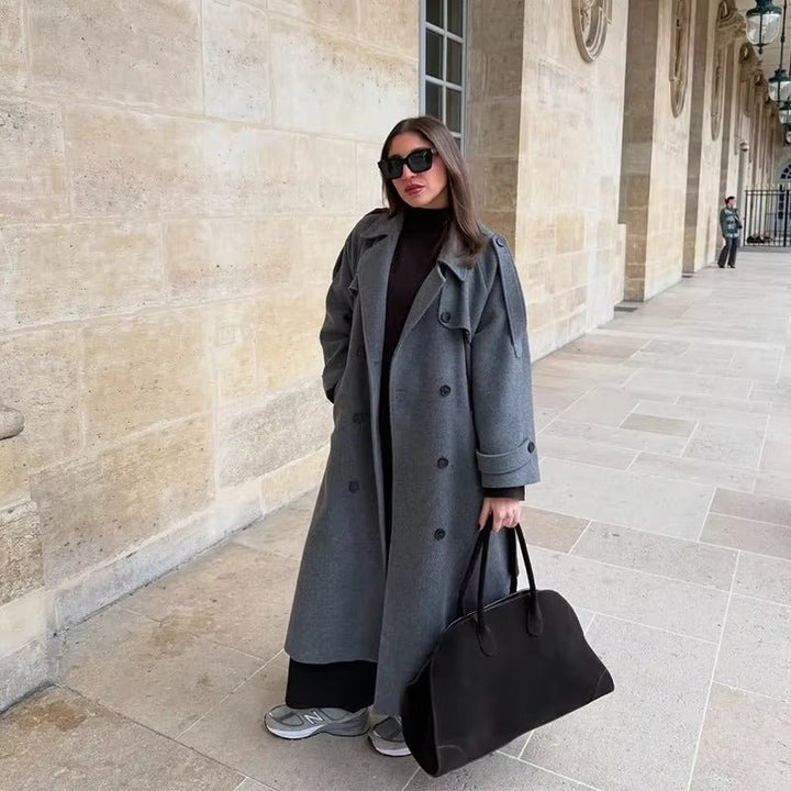 Elise Mode Dames Oversized Wollen Winterjas