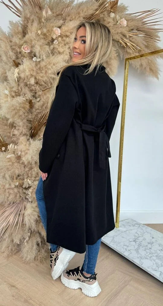 Elise Mode Dames Getailleerde Trenchcoat in Wolmix