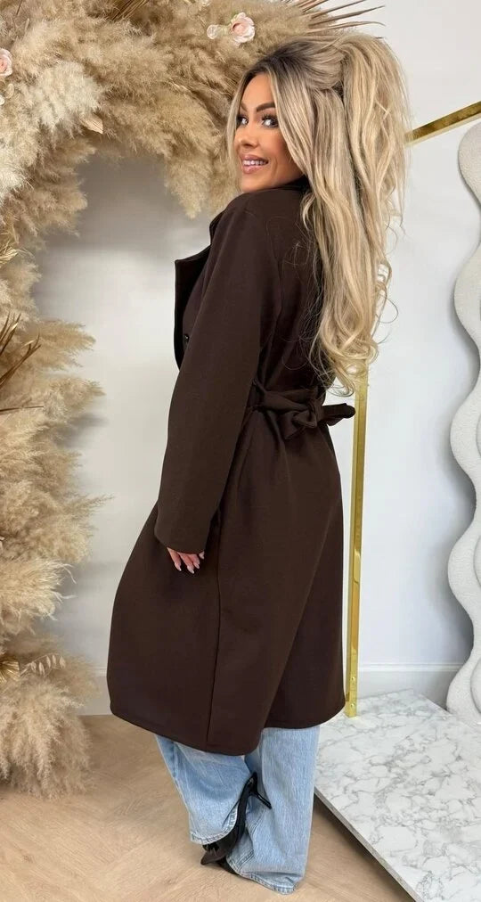 Elise Mode Dames Getailleerde Trenchcoat in Wolmix